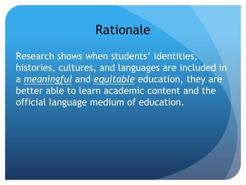 Multilingualism for Equitable Education