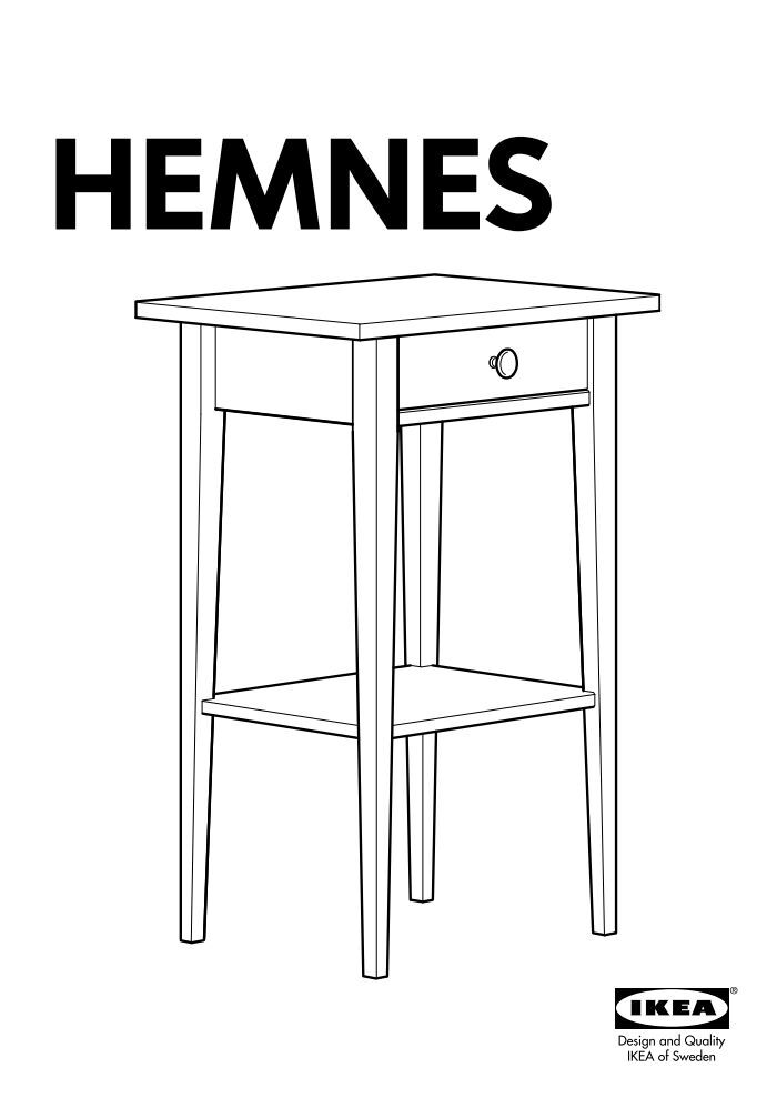 Ikea HEMNES Table De Chevet - 20200456 - Plan(s) de montage