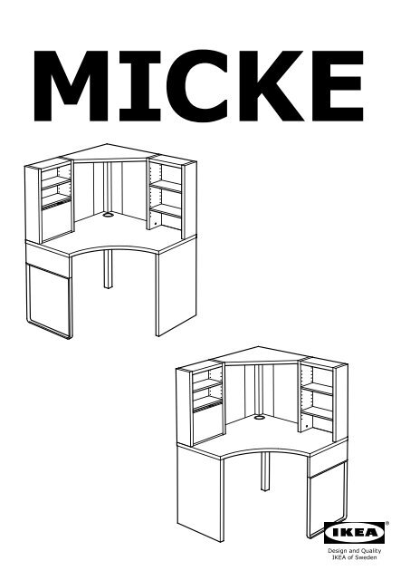 afstuderen buitenspiegel Beweegt niet Ikea MICKE Poste De Travail D'angle - 50250713 - Plan(s) de montage