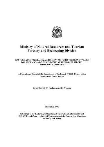 Ministry of Natural Resources and Tourism Forestry and Beekeeping ...