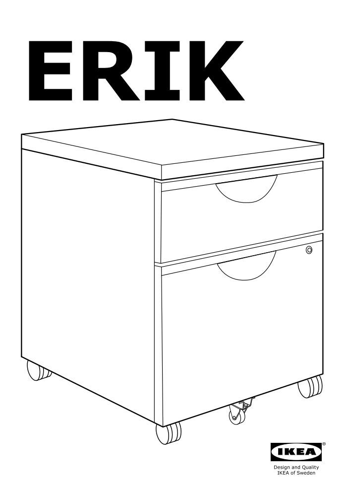 Ikea ERIK Caisson 2 Tiroirs Sur Roulettes - 40102841 - Plan(s) de montage