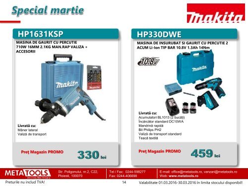 Oferta speciala scule electrice Makita -  MARTIE 2016