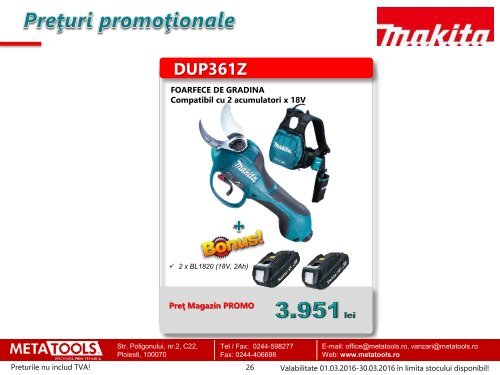 Oferta speciala scule electrice Makita -  MARTIE 2016