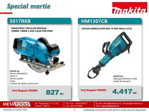 Oferta speciala scule electrice Makita -  MARTIE 2016