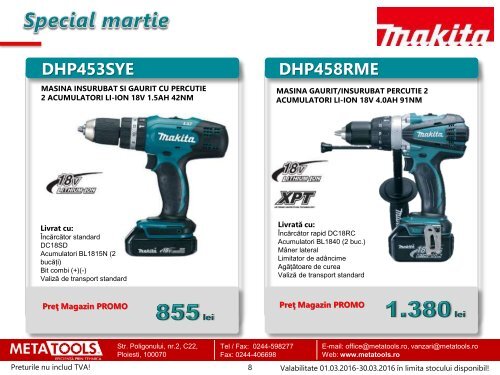 Oferta speciala scule electrice Makita -  MARTIE 2016