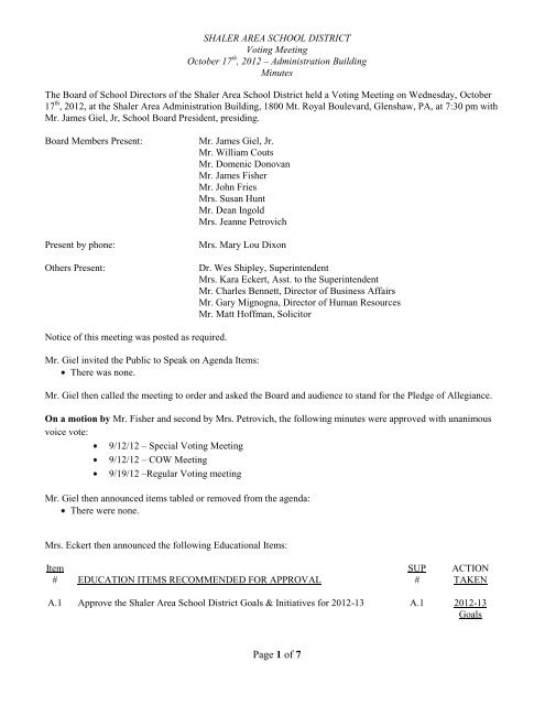 Page 1 Of 7 Shaler Area School District Shaler Area School Calendar