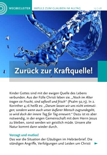 Zurück zur Kraftquelle!