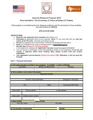 UTD Summer Research Program - application form 2016