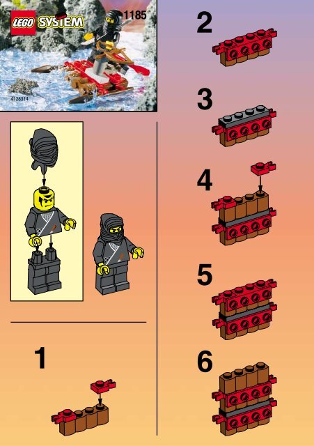 Lego NINJA WITH RAFT - 1185 (1999) - GUARDED INN BUILD.INST. FOR 1185