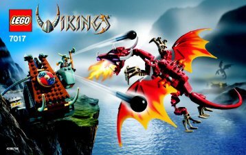 Lego Viking Catapult versus the Nidhogg Drago - 7017 (2005) - Viking Warrior challenges the Fenris Wol BI, 7017 NA