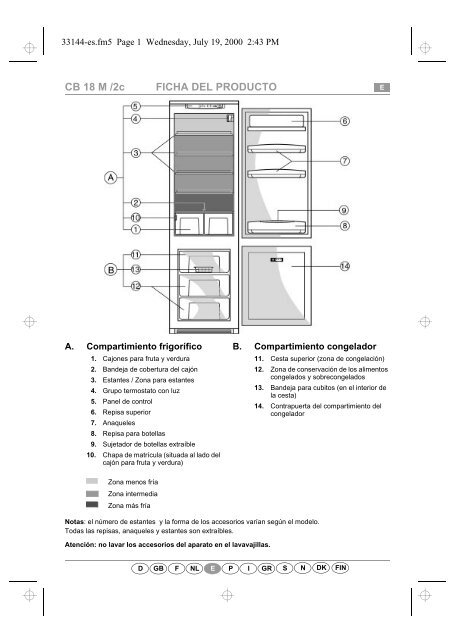 KitchenAid 2 CI-340 - Fridge/freezer combination - 2 CI-340 - Fridge/freezer combination ES (853976518100) Guide de consultation rapide