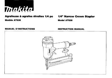 Makita Agrafeuse pneumatique 8 bar 16 Ã  38 mm - AT638 - Notice