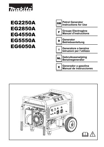 Makita Groupe Ã©lectrogÃ¨ne 4 temps OHV 2600 W - EG2850A - Notice