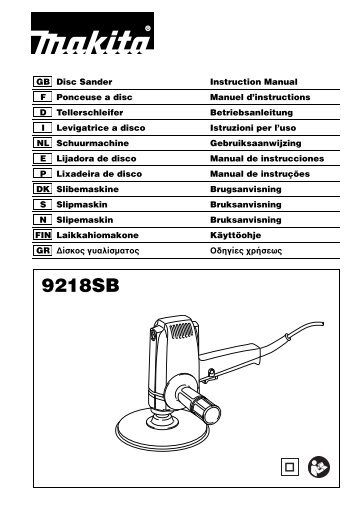 Makita Ponceuse polisseuse Ã  disque 570 W Ã 180 mm - 9218SB - Notice