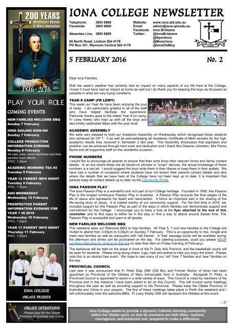 iona presentation college newsletter