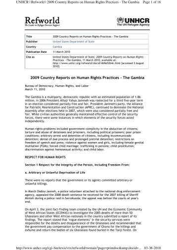 2009 Country Reports on Human Rights Practices - The Gambia