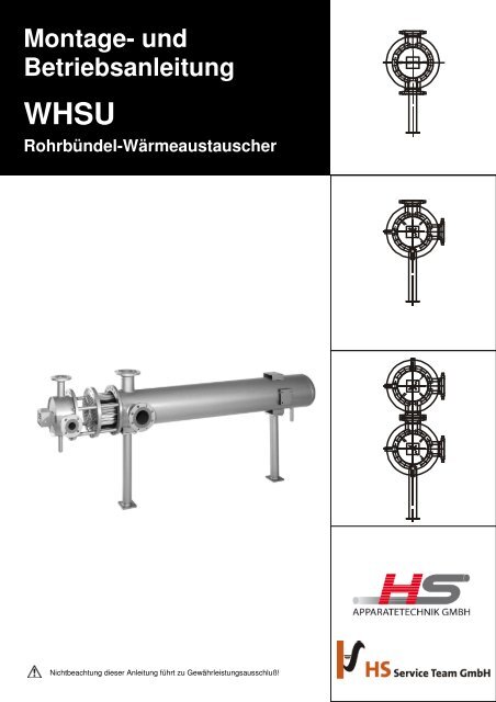 und Betriebsanleitung WHSU Rohrbündel-Wärmeaustauscher