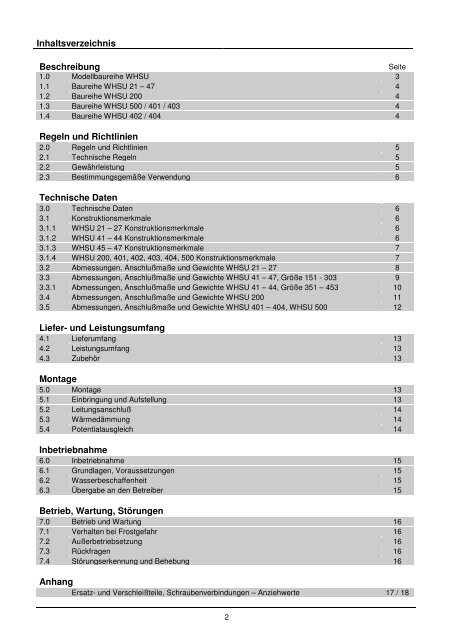 und Betriebsanleitung WHSU Rohrbündel-Wärmeaustauscher