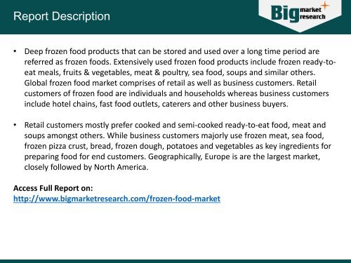 World Frozen Food Market - Opportunities and Forecasts, 2014 - 2020)