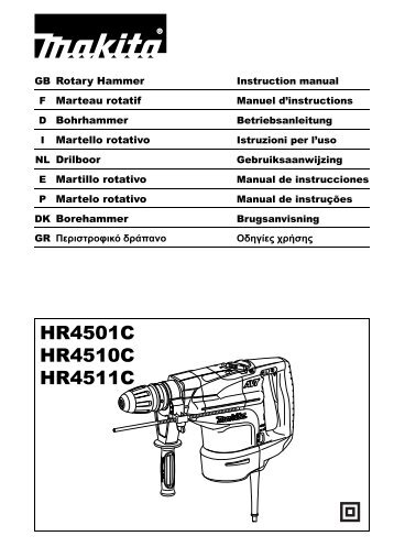 Makita Perfo-burineur SDS-Max 1350 W 45 mm - HR4511C - Notice