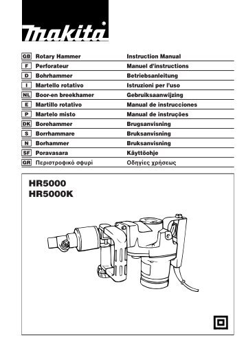 Makita Perfo-burineur Cannelure 1200 W 50 mm - HR5000 - Notice