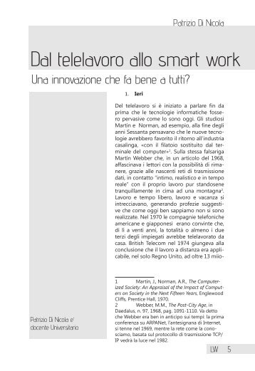 Dal telelavoro allo smart work