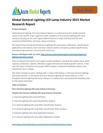 Global General Lighting LED Lamp Industry 2015 to 2022 Trends and Forecasts:Acute Market Reports