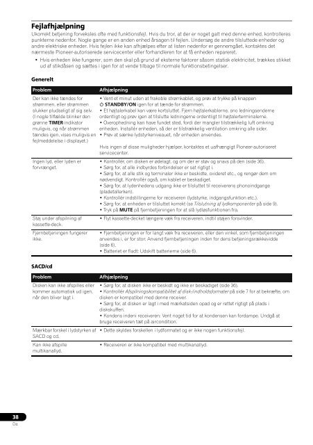 Pioneer PDX-Z9 - User manual - danois, norv&eacute;gien