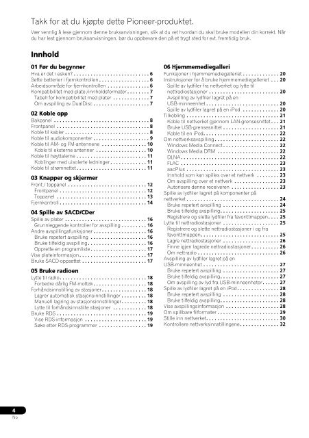 Pioneer PDX-Z9 - User manual - danois, norv&eacute;gien