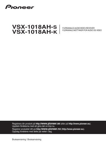 Pioneer VSX-1018AH-K - User manual - norvÃ©gien, suÃ©dois