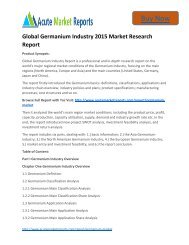 Global Germanium Industry 2015 to 2022 Analysis,Competitive Strategies and Forecasts - Acute Market Reports