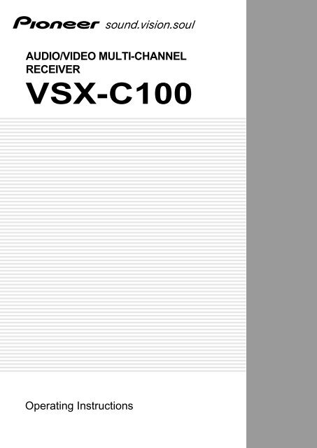 Pioneer Vsx C100 S User Manual Anglais