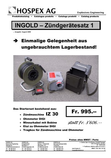 INGOLD – Zündgerätesatz 1 - Hospex AG