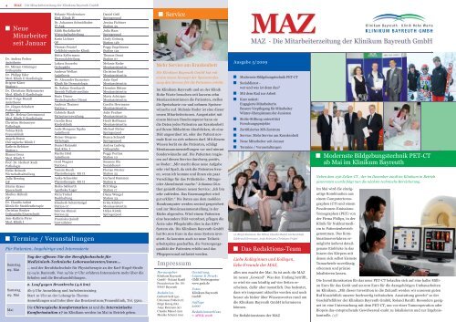 MAZ · Die Mitarbeiterzeitung der Klinikum Bayreuth GmbH