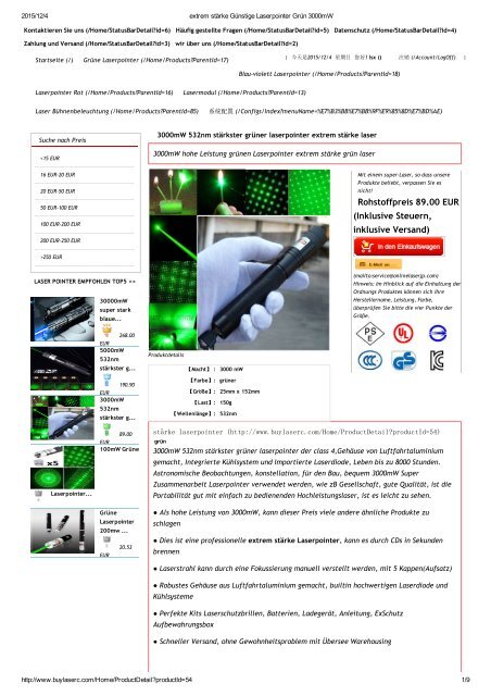 extrem stärke Günstige Laserpointer Grün 3000mW