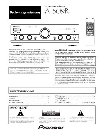 Pioneer A-509R - User manual - allemand