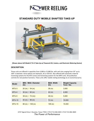 (4) STANDARD DUTY MOBILE SHAFTED TAKE-UP