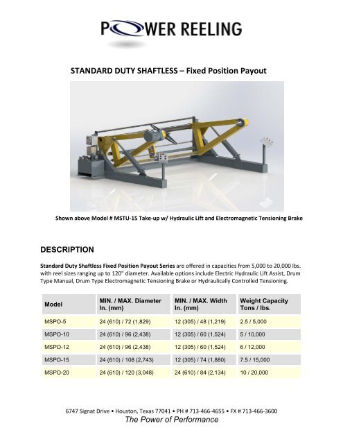 (10) STANDARD DUTY SHAFTLESS FIXED POS. PAYOUT