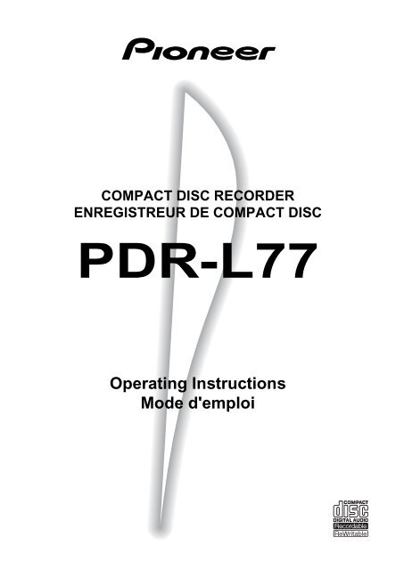 Pioneer PDR-L77 - User manual - anglais, fran&ccedil;ais