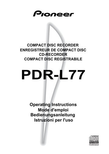 Pioneer PDR-L77 - User manual - allemand, anglais, franÃ§ais