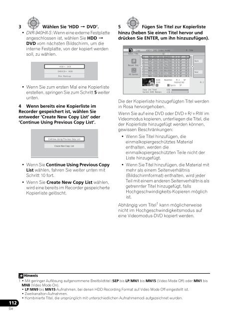 Pioneer DVR-940HX-S - User manual - allemand