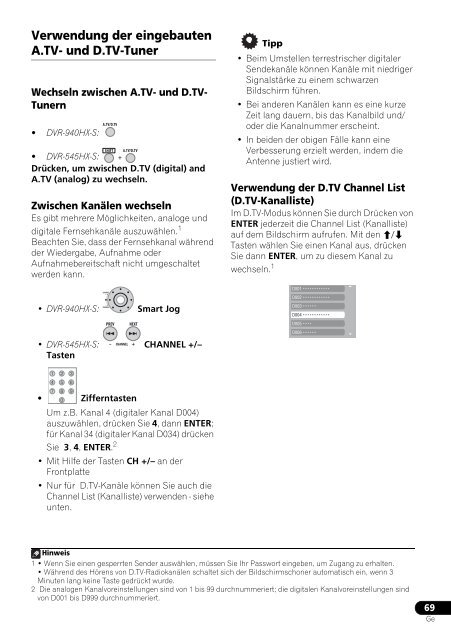 Pioneer DVR-940HX-S - User manual - allemand