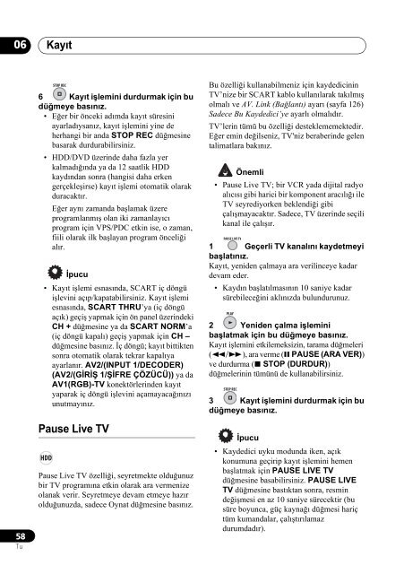 Pioneer DVR-540H-S - User manual - turc