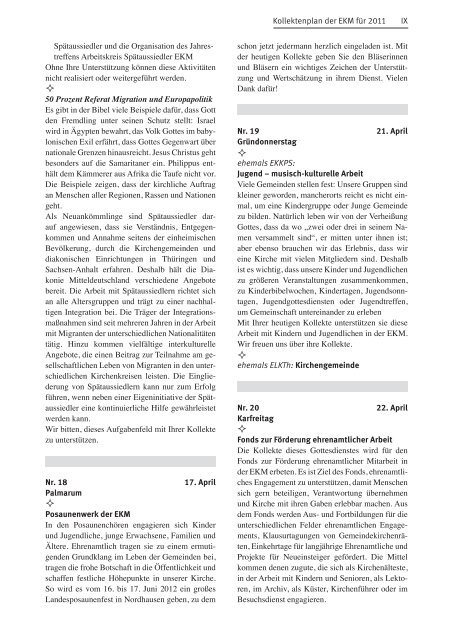 K ollektenp lan 2 011 gem äß § 1 A bs. 3 Nr. 2 Haush altsgesetz 2 011