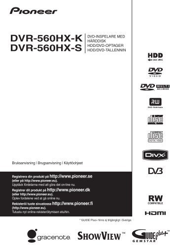 Pioneer DVR-560HX-K - User manual - danois, finnois, suÃ©dois