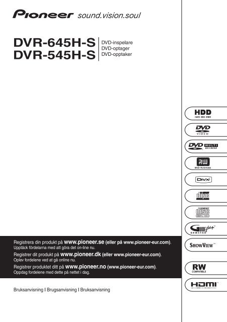 Pioneer DVR-545H-S - User manual - danois, norv&eacute;gien, su&eacute;dois