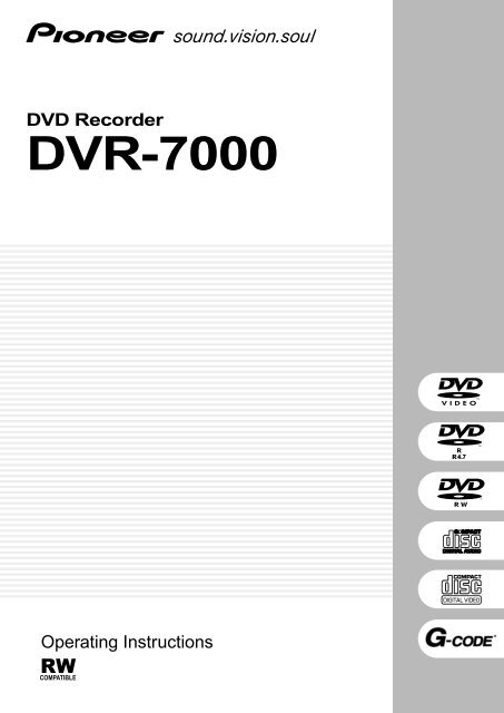 Pioneer DVR-7000 - User manual - anglais