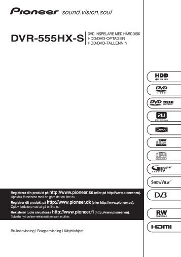 Pioneer DVR-555HX-S - User manual - danois, finnois, suÃ©dois