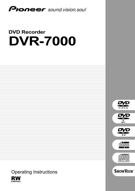 Pioneer Dvr 7000 User Manual Anglais