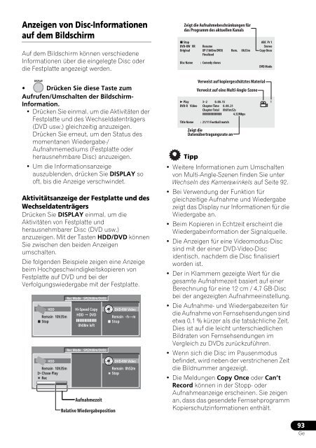 Pioneer DVR-545HX-S - User manual - allemand